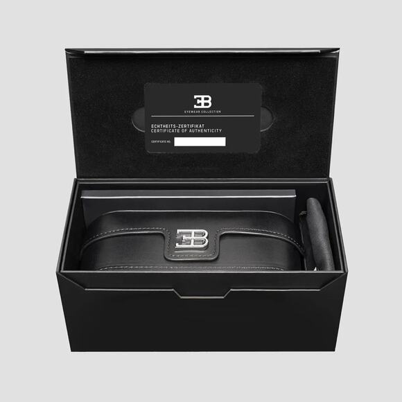 New! BUGATTI 48L-BK Elegant Cat Eye Luxury Black Sunglasses, Authentic